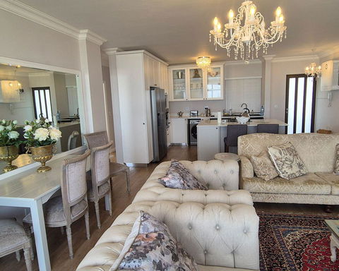 Open plan living room and kitchen