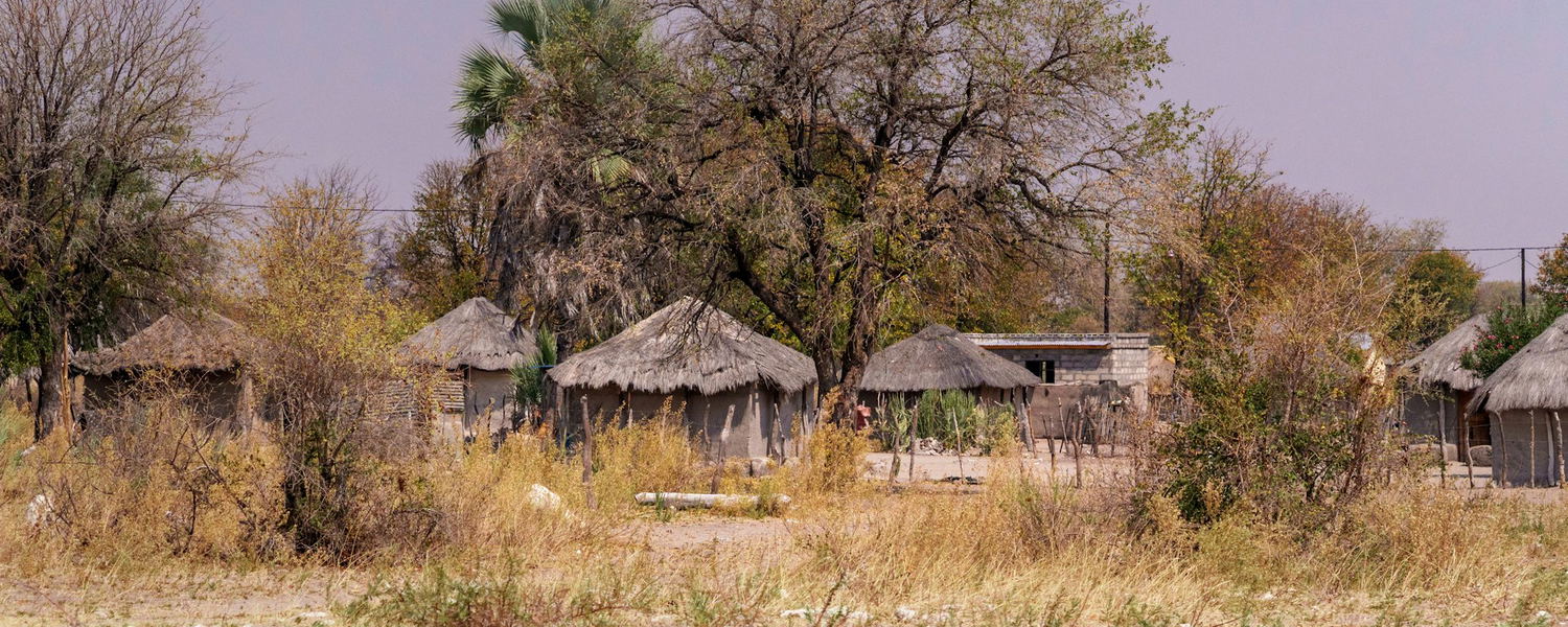 Houses made of mud for the locals that live around the Okavango Delta