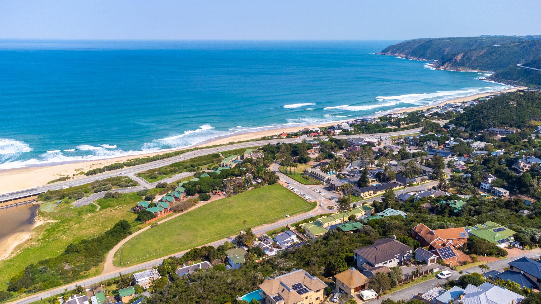 Aerial view of Wilderness beach and the sea on a summer day
