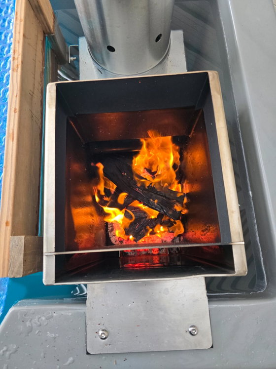 Hot tub fire burning