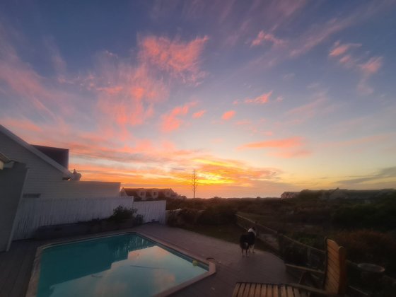 Sunset over the pool, alternate view