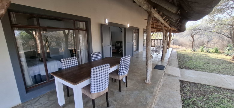 Patio with outside dining table Patio with outside dining table