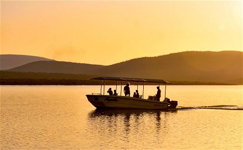 river safari, boat cruise, game viewing, sunset