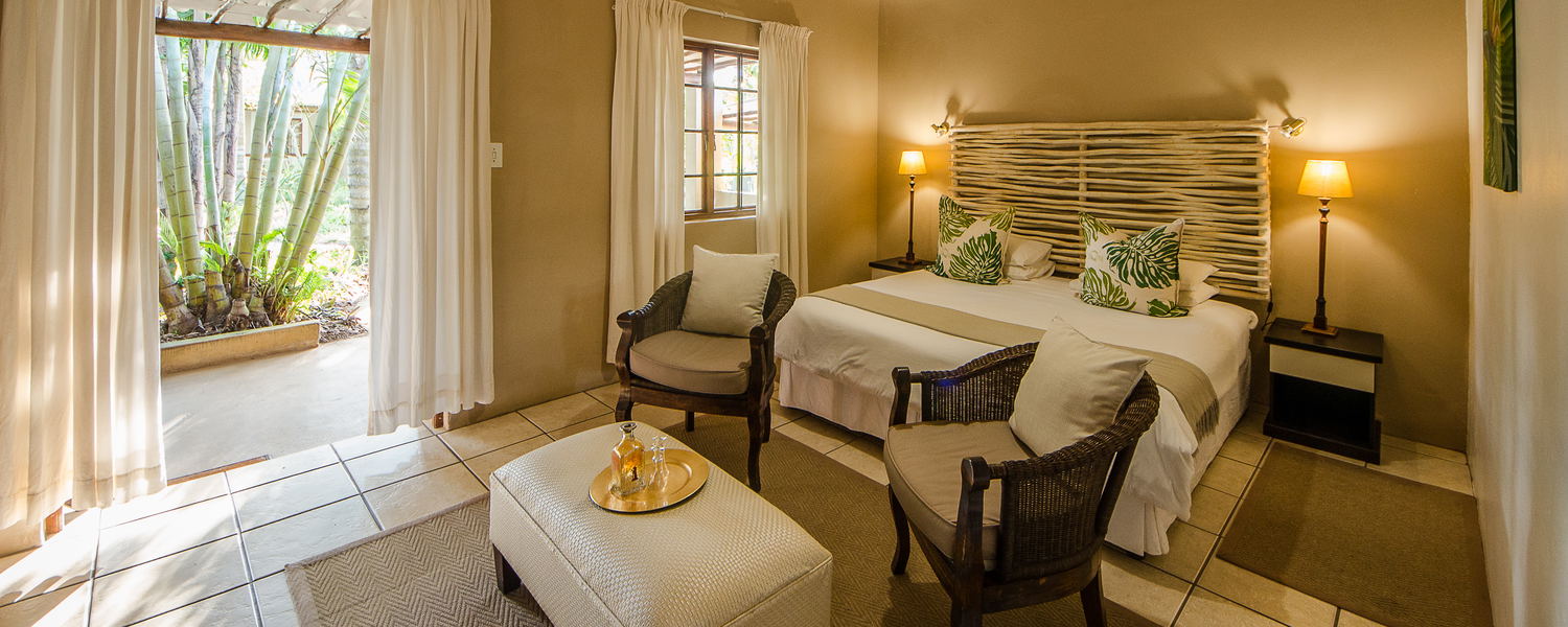 All rooms are garden rooms leading onto private patios with views of the pool area or lodge gardens.