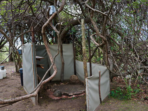 Bucket shower with hot water.... rustic luxury in the bush Bucket shower with hot water.... rustic luxury in the bush