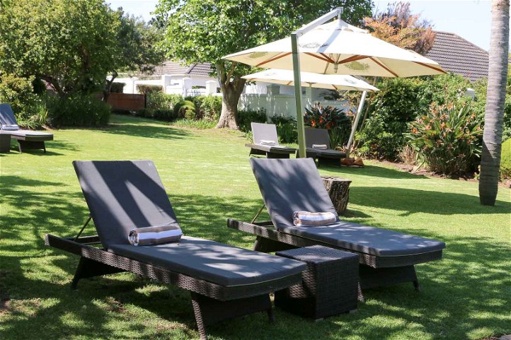 deck chairs, garden, pool