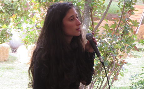 jeri silverman singing at peace of eden band camp October 2018