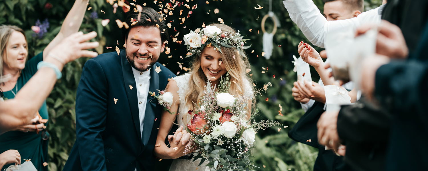 forest wedding vegan eco lodge bride and groom flowers celebration
