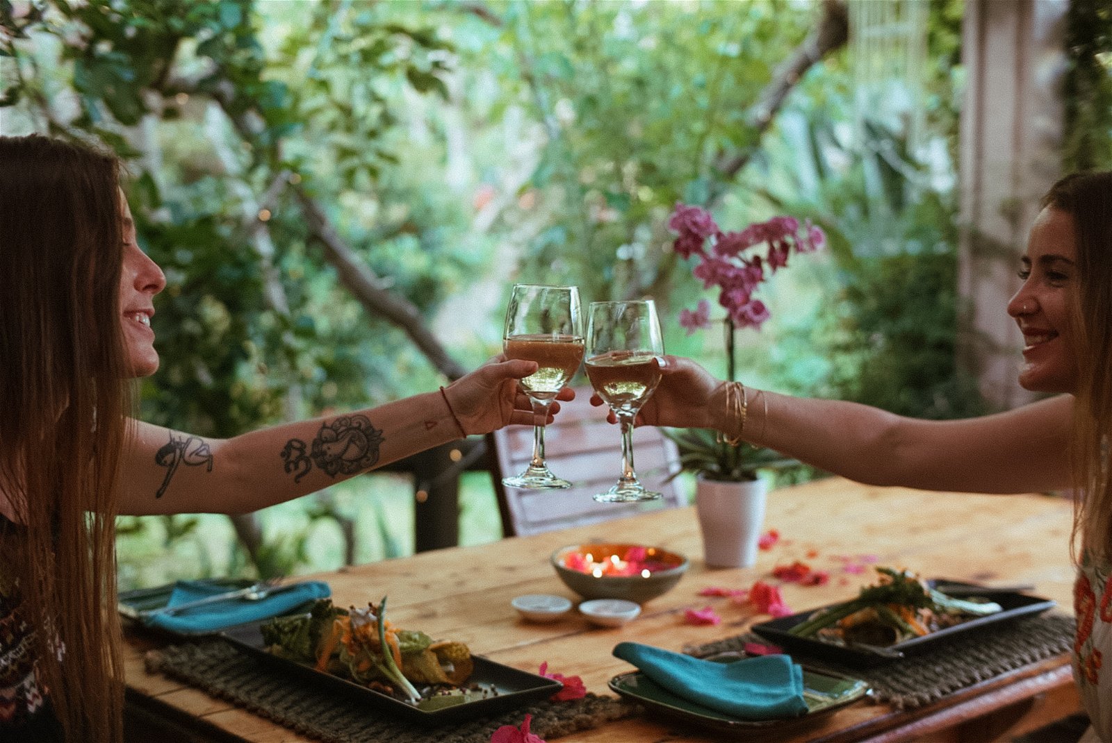 enjoy an organic vegan glass of wine with a delicious Secret Dinner at Peace of Eden Vegan Lodge and Retreat Centre in Knysna, Garden Route
