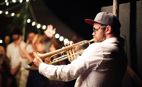 trumpet player, wedding entertainment music, party celebration, vegan eco nature lodge knysna garden route south africa