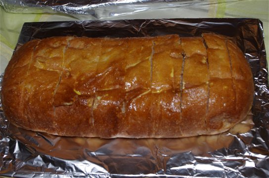 Home Baked bread stuffed with Garlick