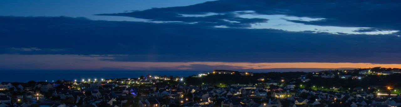 “Evening lights over Port Alfred from The Lookout Guest House.”