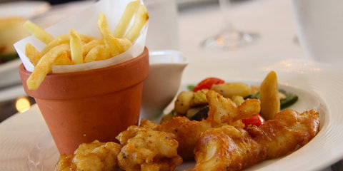 Fresh fish and chips in Fish Hoek.