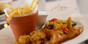 Fresh fish and chips in Fish Hoek.