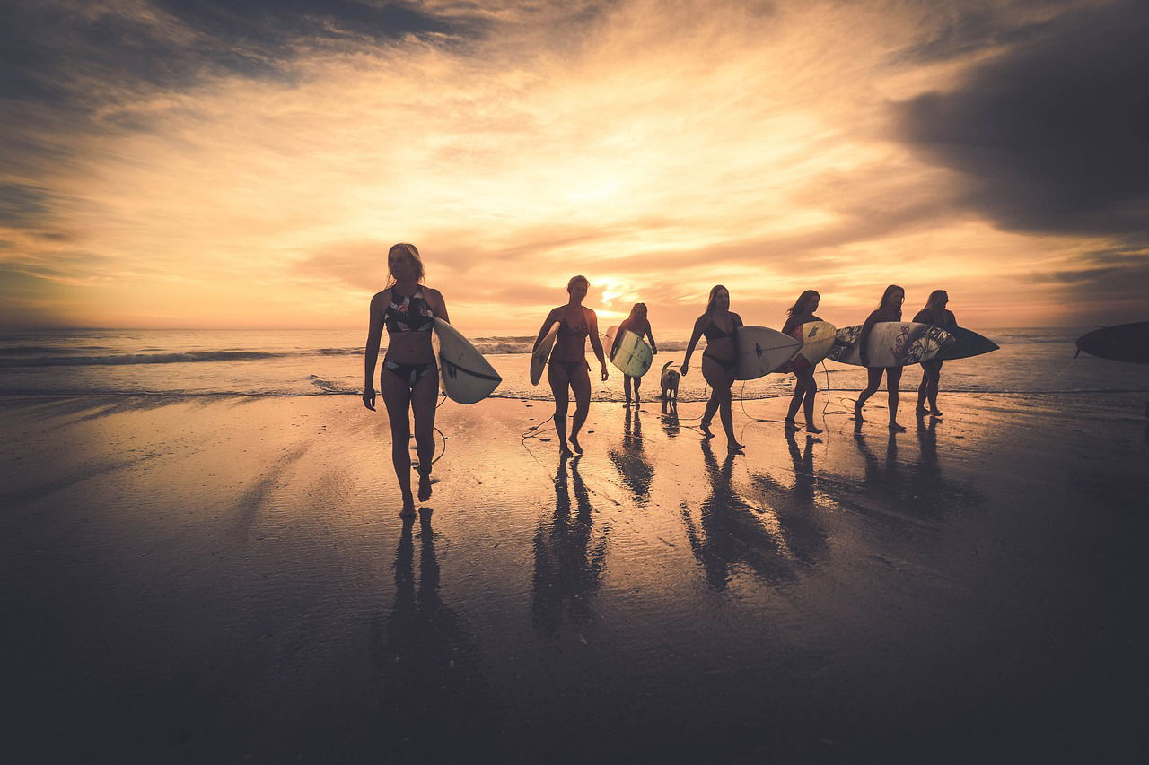 Women love beach and ocean sports at Fish Hoek Beach