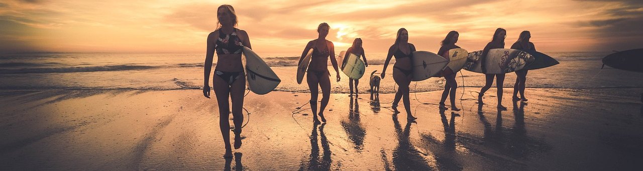 Women love beach and ocean sports at Fish Hoek Beach