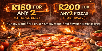 WEDNESDAY PIZZA SPECIAL / WOENSDAG PIZZA PROMOSIE