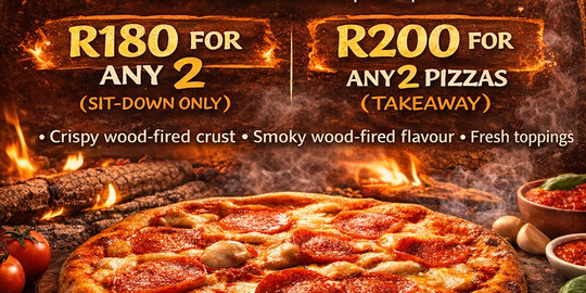 WEDNESDAY PIZZA SPECIAL / WOENSDAG PIZZA PROMOSIE