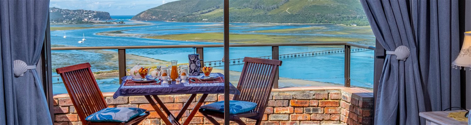 The B&B suites have a magnificent view overlooking Knysna Lagoon, Harbor and Heads