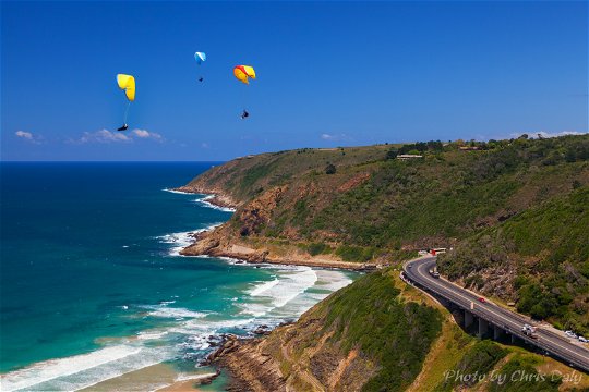 Paragliding over Kaaimans river mouth at Wilderness