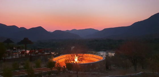 Kapika Waterfall Lodge/Epupa Lodge, Namibia, Fireplace at the Boma