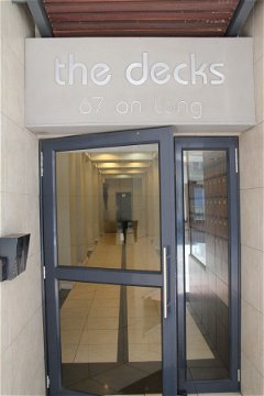 entrance to the luxury apartment block The Decks on Long Street