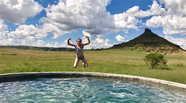 At Amohela ho Spitskop Country Retreat & Conservancy between Ficksburg & Clocolan Eastern Free State, the far reservoir with clean fresh water and views to forever is a great delight to children of all ages.