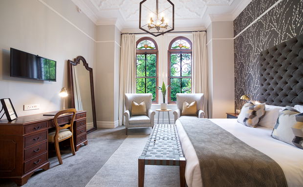 Bridal Suite, Stellenbosch Accommodation, Full length mirror, stain glass windows