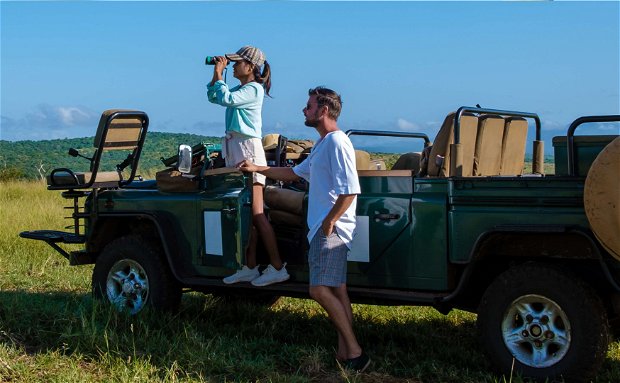 couple on a safari in the Kruger National Park in South Africa