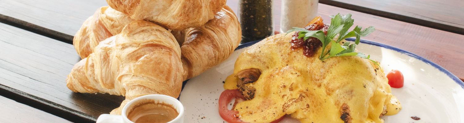 Eggs Benedict and Fresh Croissants with a view