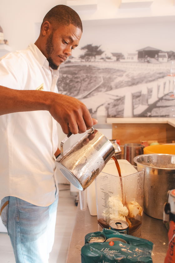 Sabelo making Ice coffee