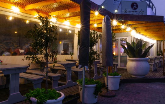 Dinner dining under pergola