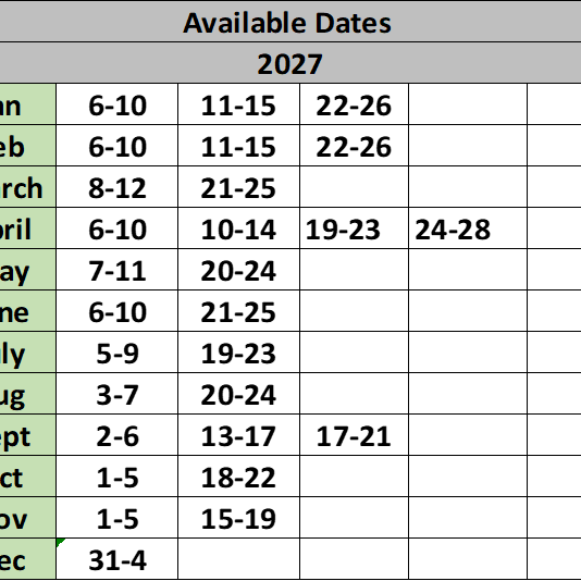 Available dates