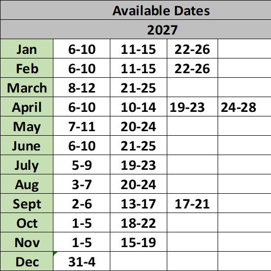 Available dates