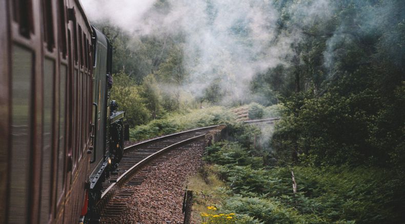 Railway line, Outeniqua Choo Tjoe, mtb, cyclists