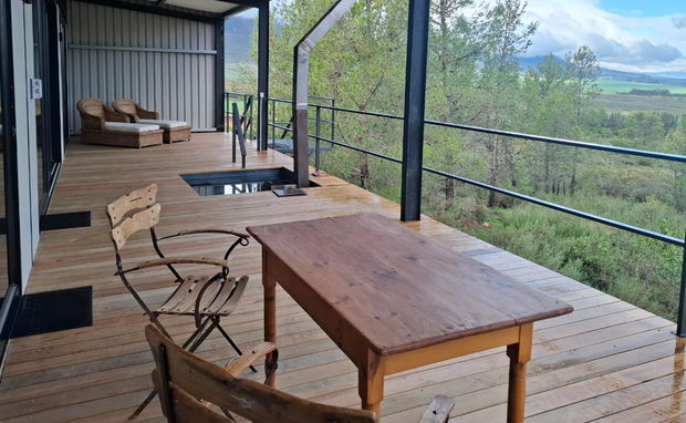 Outpost Self-Catering Cottage at Bergsicht Country Cottages, with private wood-fired hot tubs,  BBQ facilities, indoor fire places, only 120km from Cape Town, Western Cape