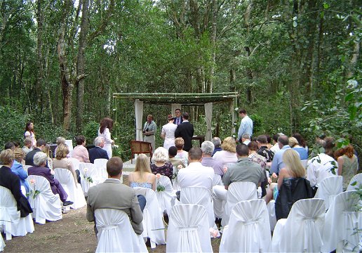 Wedding at Lily Pond in the forest