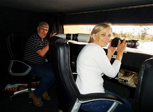 wildlife photography in photographic hide at Indlovu River Lodge in Greater Kruger Park