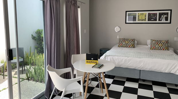 King size bed twin room with private patio garden