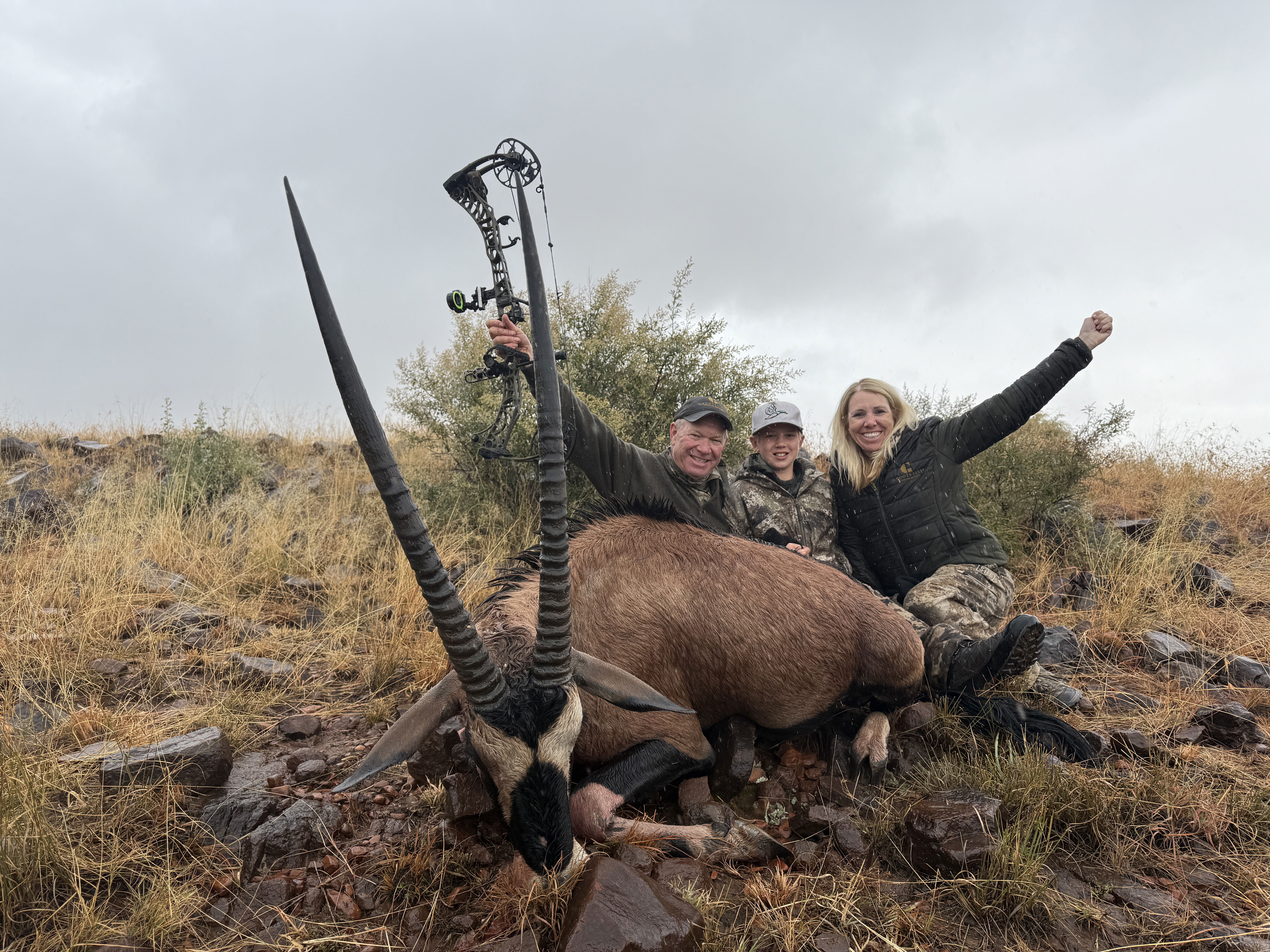 A rare Red Oryx trophy, harvested during a rainy African safari — an unforgettable hunting experience