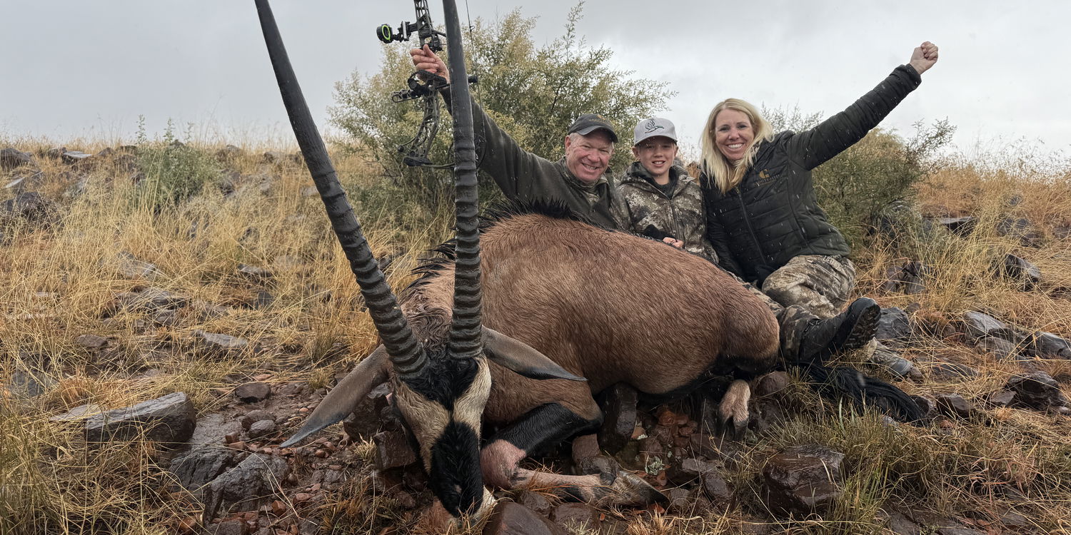 A rare Red Oryx trophy, harvested during a rainy African safari — an unforgettable hunting experience