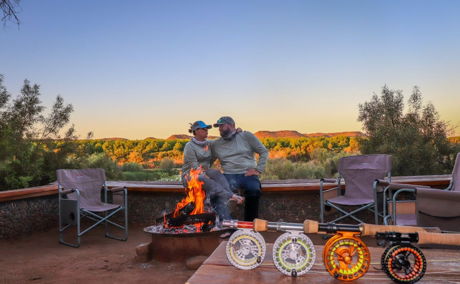 Couples fly fishing special orange river