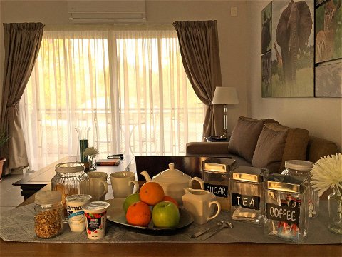 Apartments @ 125 - Continental Breakfast served inside the unit, including Tea, Coffee, Fruit, Yoghurt, Muesli and rusks