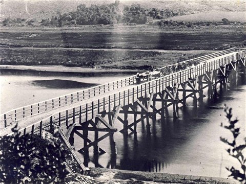 Knysna River. First bridge, wooden bridge - early 1900s