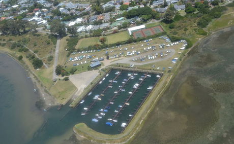 An aerial view of the Leisure Isle Boat Club harbour as it is today