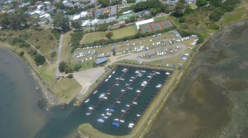 An aerial view of the Leisure Isle Boat Club harbour as it is today
