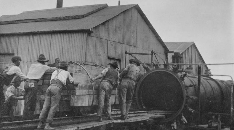Government railway sleeper factory in Knysna. Possibly late 19th Century Government railway sleeper factory in Knysna. Possibly late 19th Century
