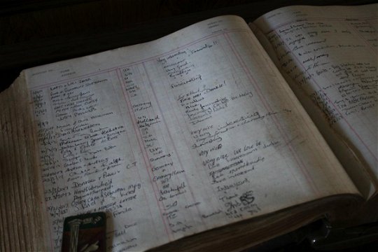 Guest book in Millwood House at the Knysna Museum