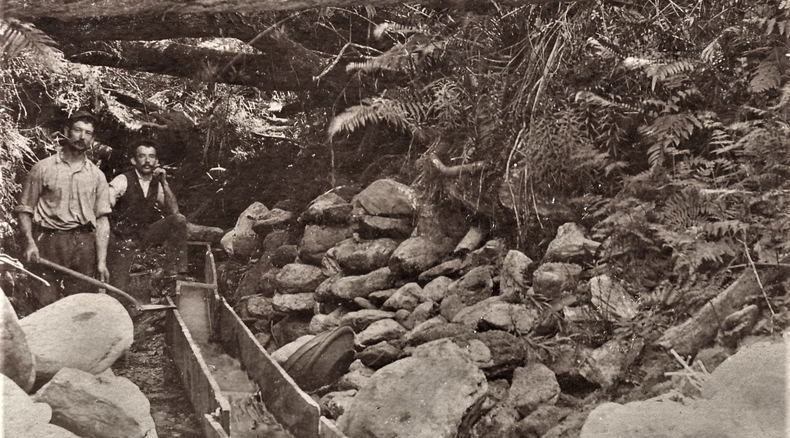 Knysna, Millwood, Goldfields, gold mining, sluice box Knysna, Millwood, Goldfields, gold mining, sluice box