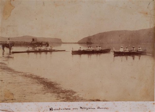 A rowing race on the Knysna Lagoon, late 19th or early 20th Century